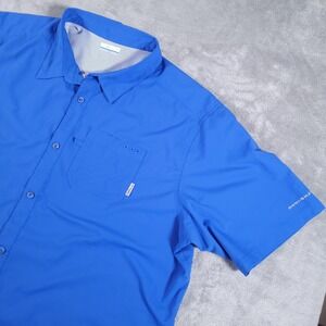Columbia PFG Shirt Mens 3XLT Blue Slack Tide Fishing Omni Shade Camp Vented